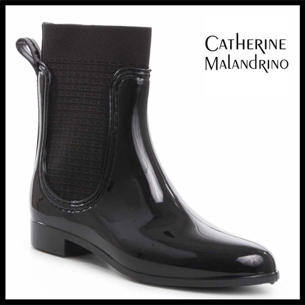 BLACK WATERPROOF ANKLE BOOTIES RAIN BOOTS A2C - Picture 8 of 16